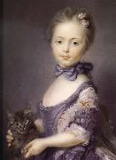 Jean-Baptiste Peronneau A Girl with a Kitten Sweden oil painting artist